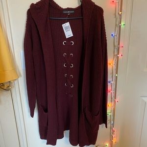 Maroon hooded cardigan size medium